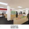 Concept rendering of the Cherry Pantry with fresh produce and a community area.