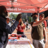 A Division employee gives directions to a student during "Help Me Find My Class" at the beginning of the semester 2021