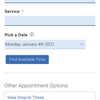 Screenshot of scheduling a new appointment